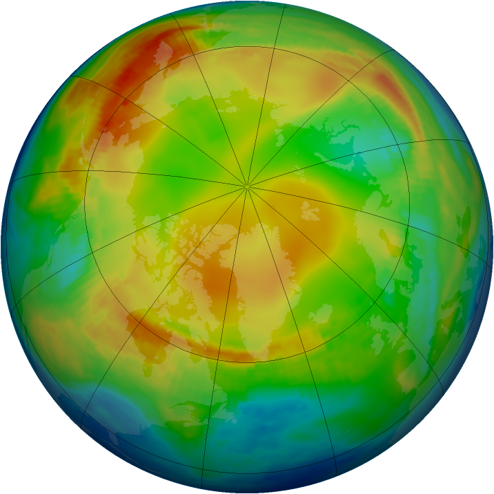 Arctic ozone map for 19 January 1988